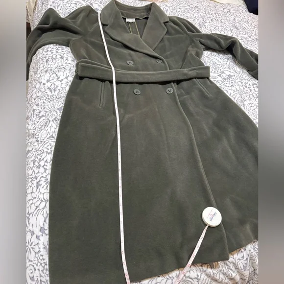 Vintage Armani Collezioni olive / army Green Belted Coat size 16 - Picture 8 of 9